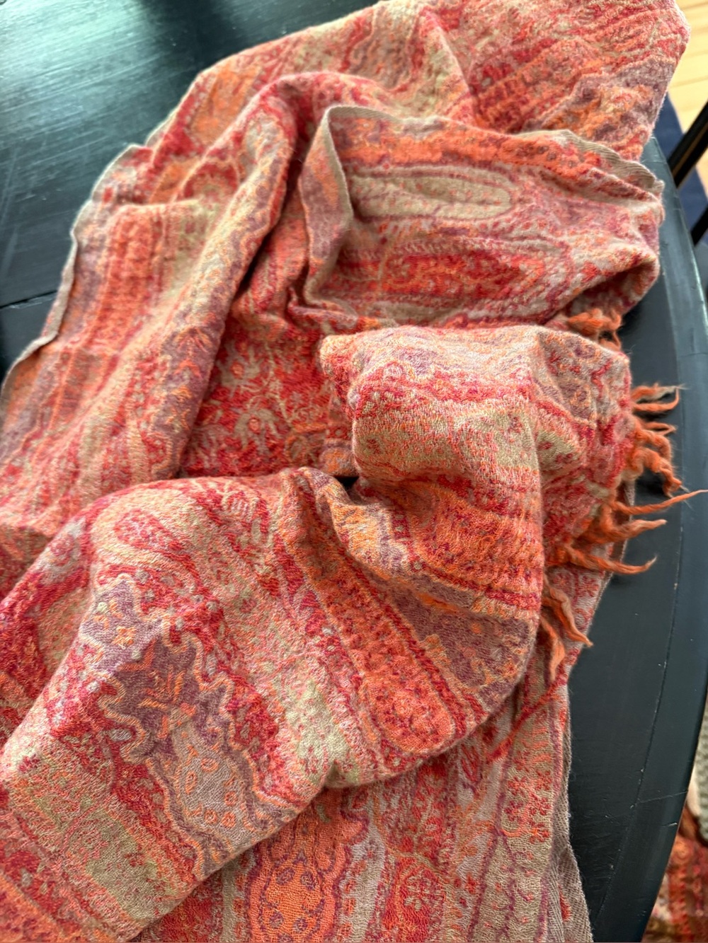 Saks Fifth Avenue Multicolor Paisley Throw - Orange & Red Hues